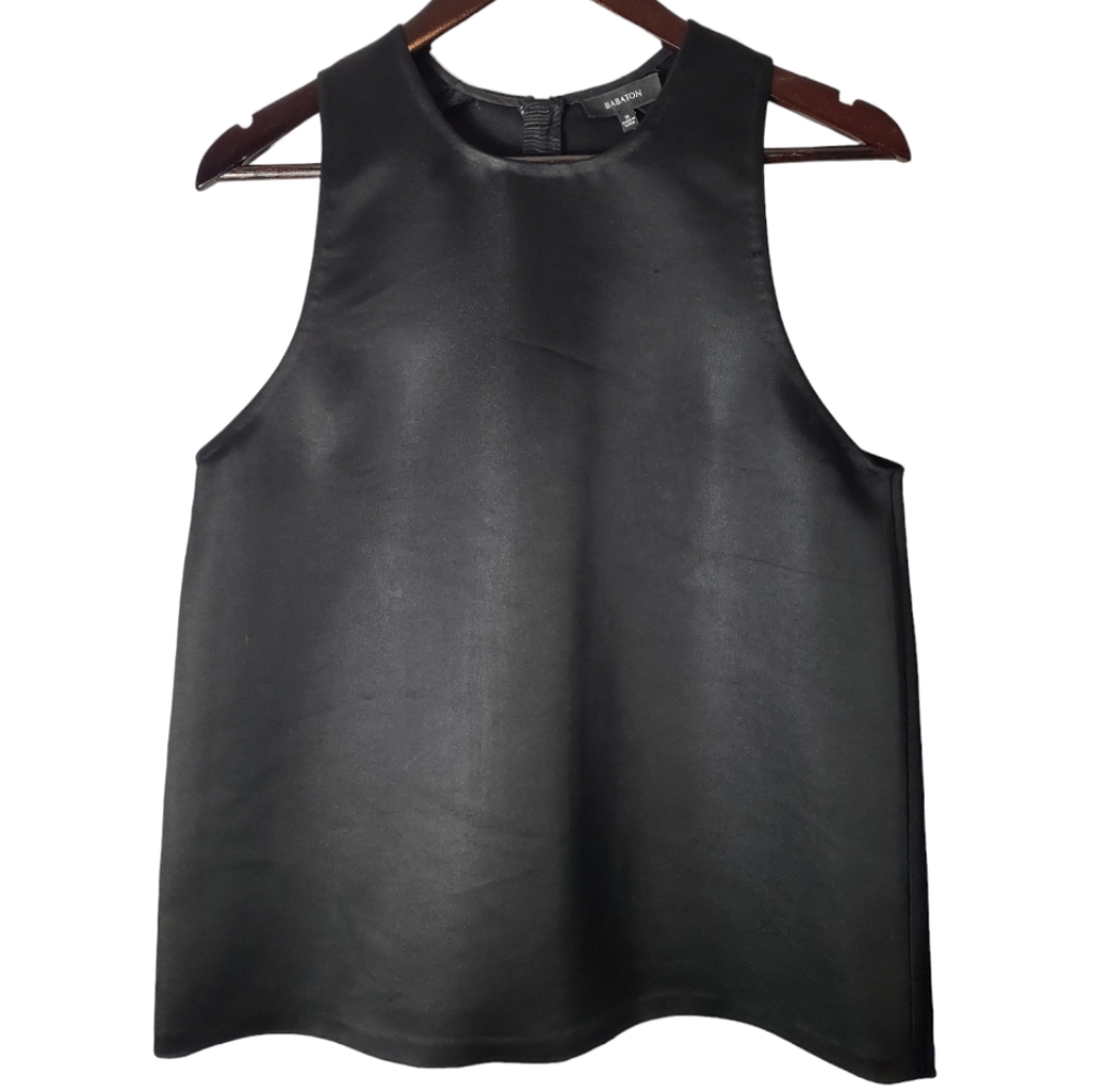 Babaton Amory Black Satin Sleeveless Shell Blouse Women's Medium From Aritzia